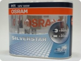 Комплект ламп Osram H1 12V 55W SILVERSTAR + 60% (2шт)